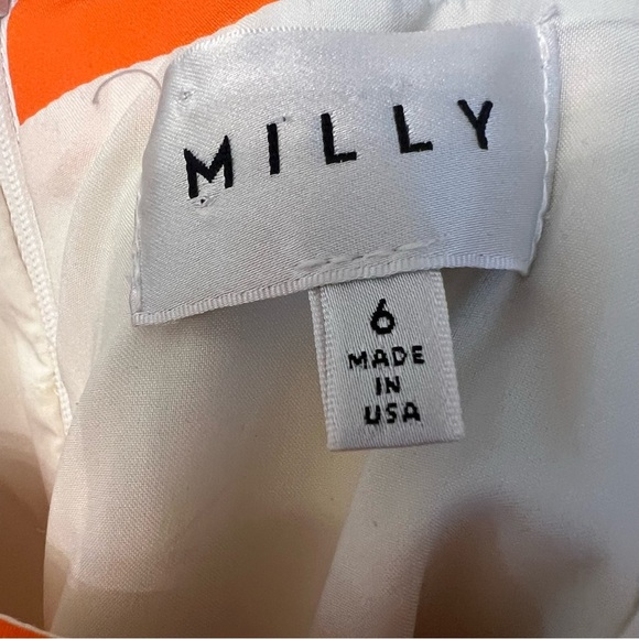 Milly Abstract Swirl Mini Dress Orange Multi 6 Colorful Mod Contemporary Chic - Picture 3 of 8